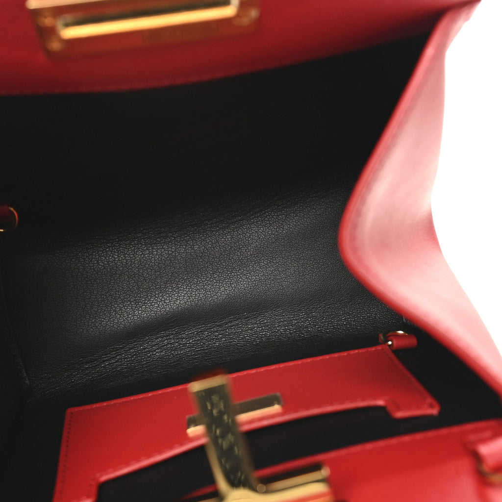 Calfskin Cosmo T Lock Chain Bag Red
