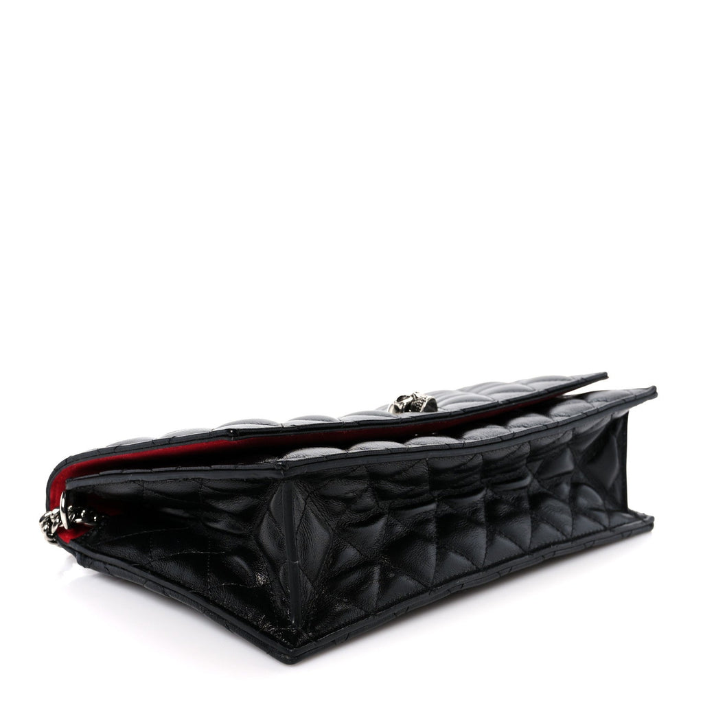 Calfskin Quilted Medium Skull Chain Crossbody Bag Black