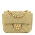 Lambskin Enamel Quilted Mini Coco Hearts Square Flap Light Green