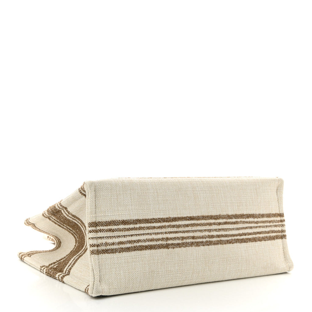 Jacquard Striped Large Cabas Thais Tobacco Tan