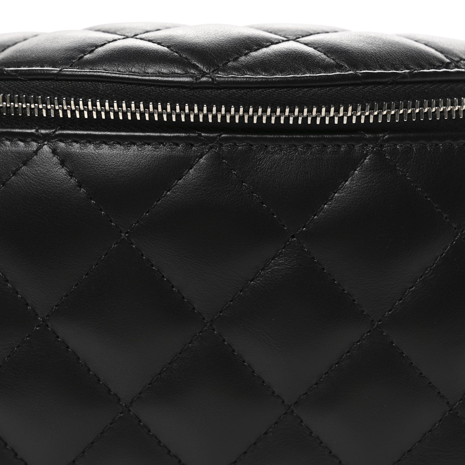 Calfskin Quilted Waist Belt Bag Black