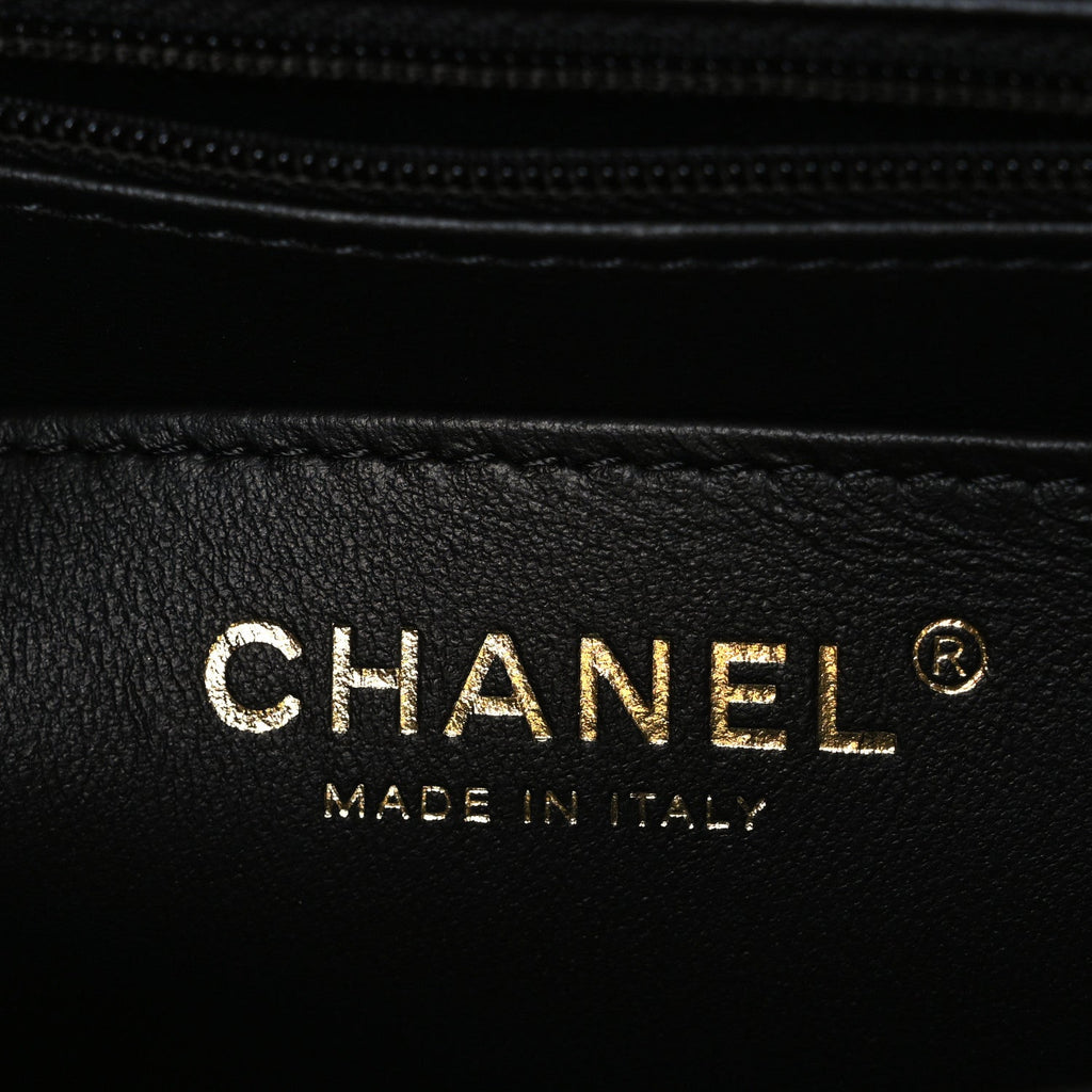 Lambskin Quilted Mini Square Flap Black