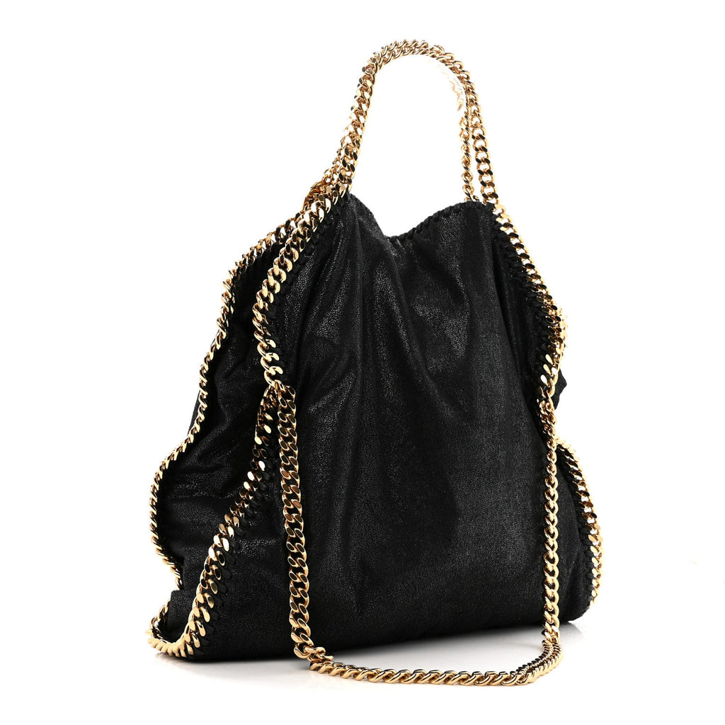 Shaggy Deer Small Falabella Fold Over Tote Black