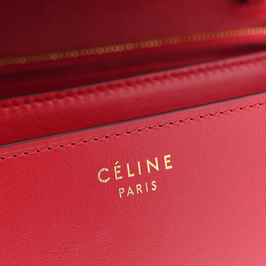 Box Calfskin Medium Classic Box Flap Bag Red