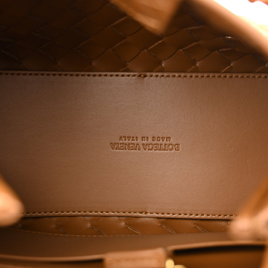 Suede Intrecciato Small Andiamo Shoulder Bag Amber
