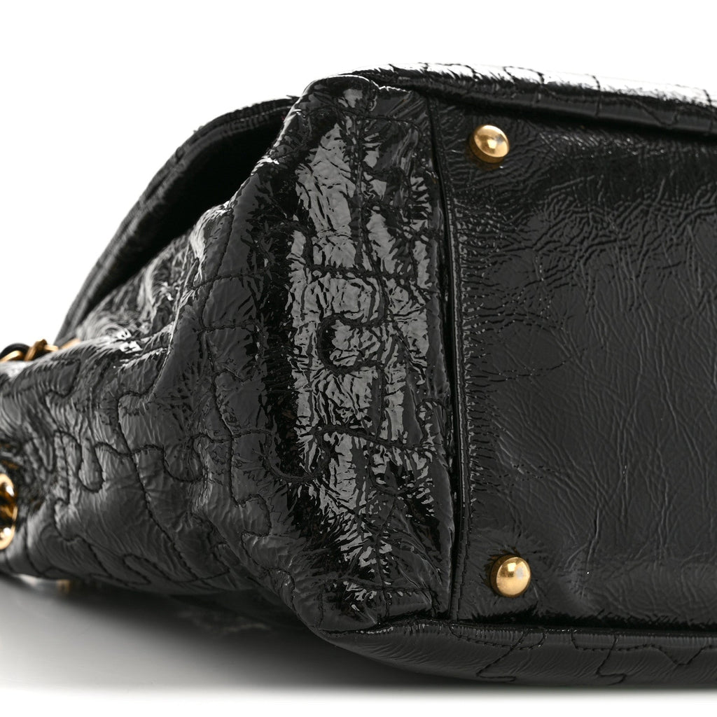 Patent Puzzle Accordion Flap Bag Black