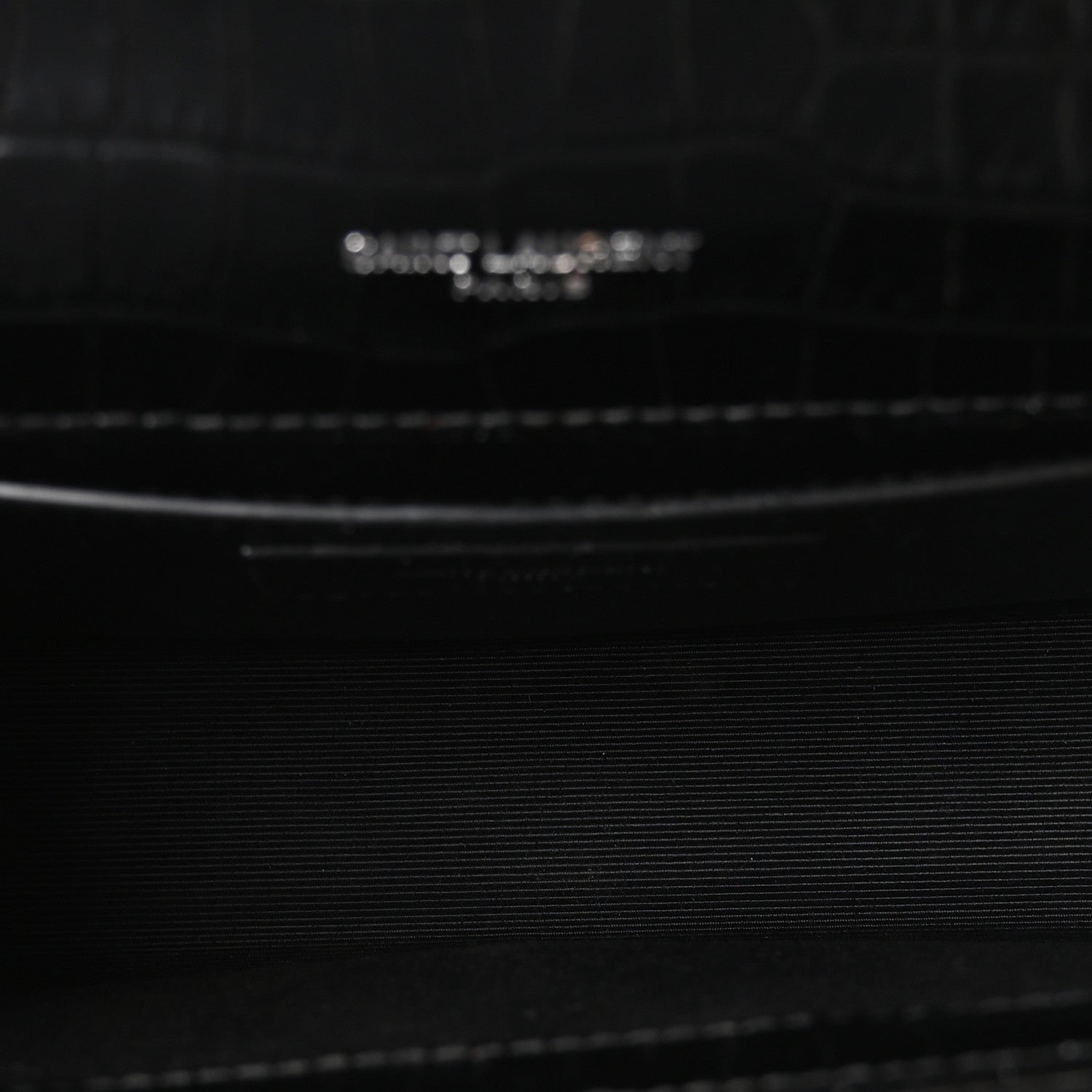 Calfskin Crocodile Embossed Small Classic Monogram Kate Tassel Satchel Black