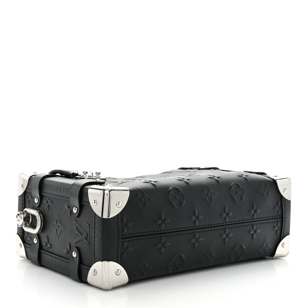Calfskin Debossed Monogram Side Trunk Black