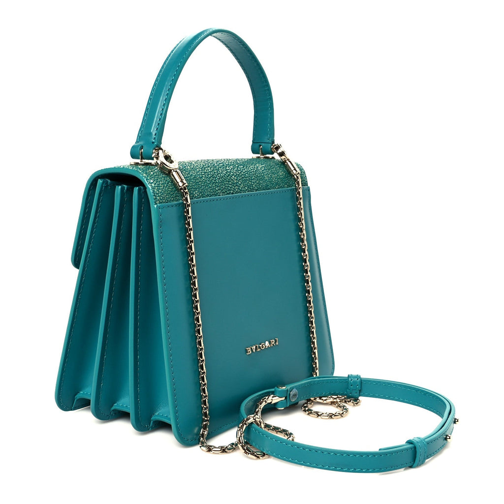 Calfskin Galuchat Serpenti Forever Crossbody Turquoise