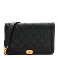 Caviar Quilted Boy Wallet On Chain WOC Black