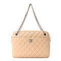 Shiny Lambskin Quilted Medium Camera Case Beige