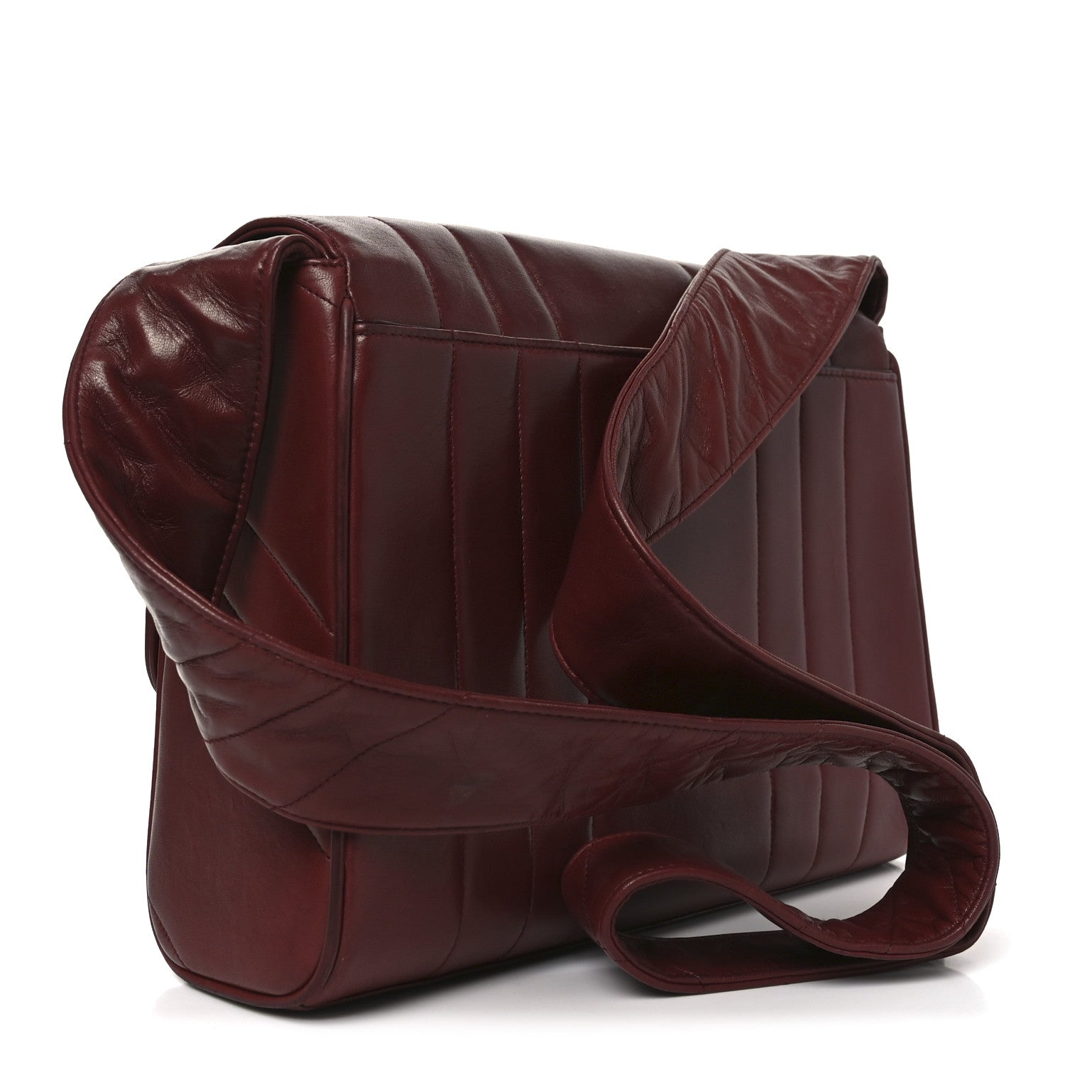 Lambskin Vertical Quilted CC Flap Shoulder Bag Burgundy