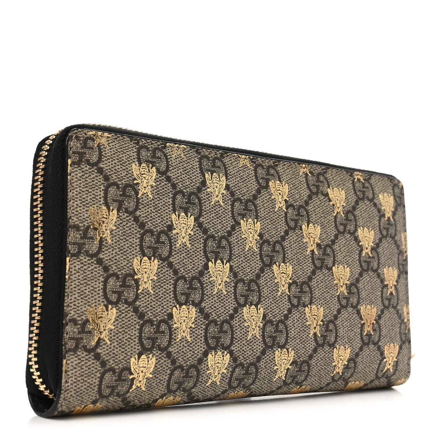 GG Supreme Monogram Bees Zip Around Wallet