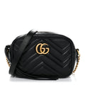 Calfskin Matelasse Mini GG Marmont Chain Shoulder Bag Black