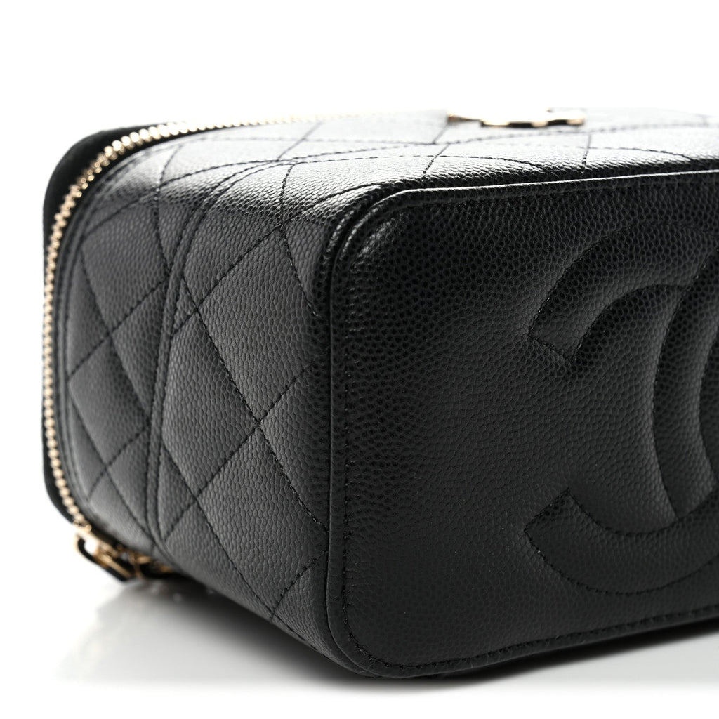 Caviar Quilted Trendy Handle Mini Vanity Black
