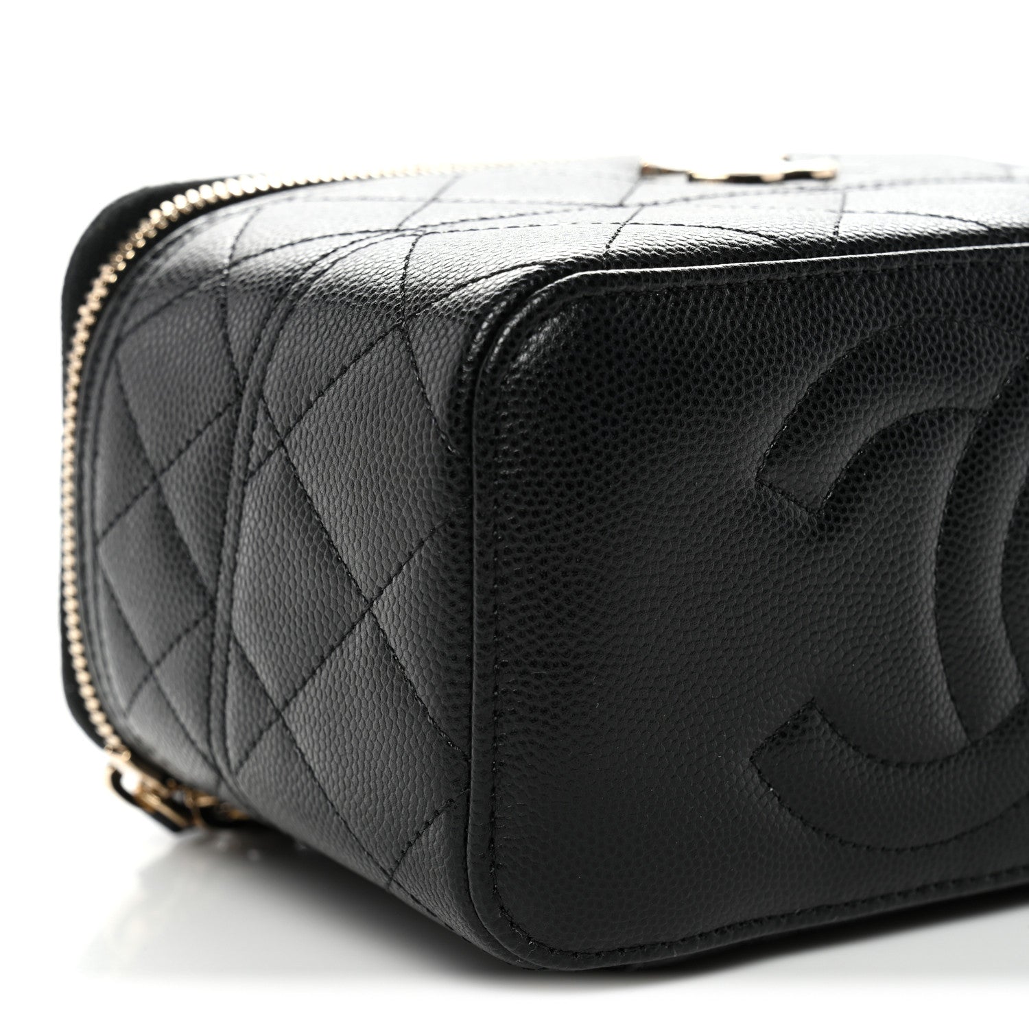 Caviar Quilted Trendy Handle Mini Vanity Black
