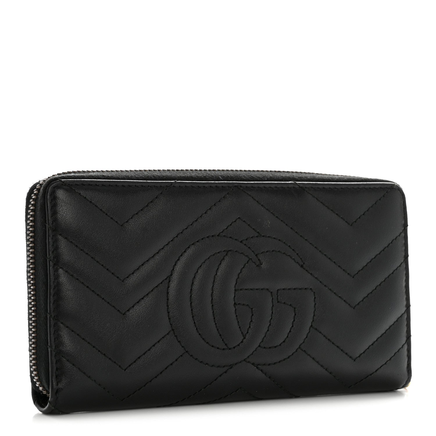 Calfskin Matelasse GG Marmont Zip Around Organizer Wallet Black