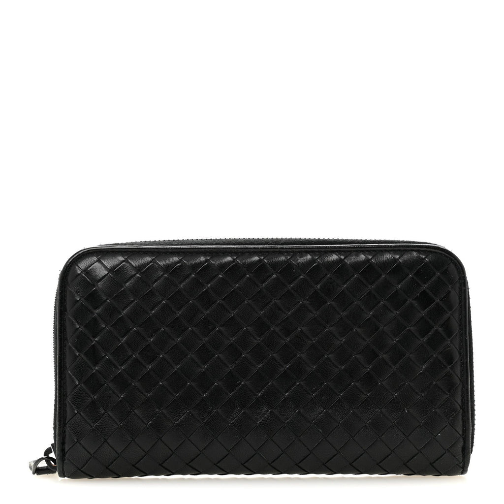 Nappa Intrecciato Zip Around Wallet Black