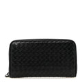 Nappa Intrecciato Zip Around Wallet Black
