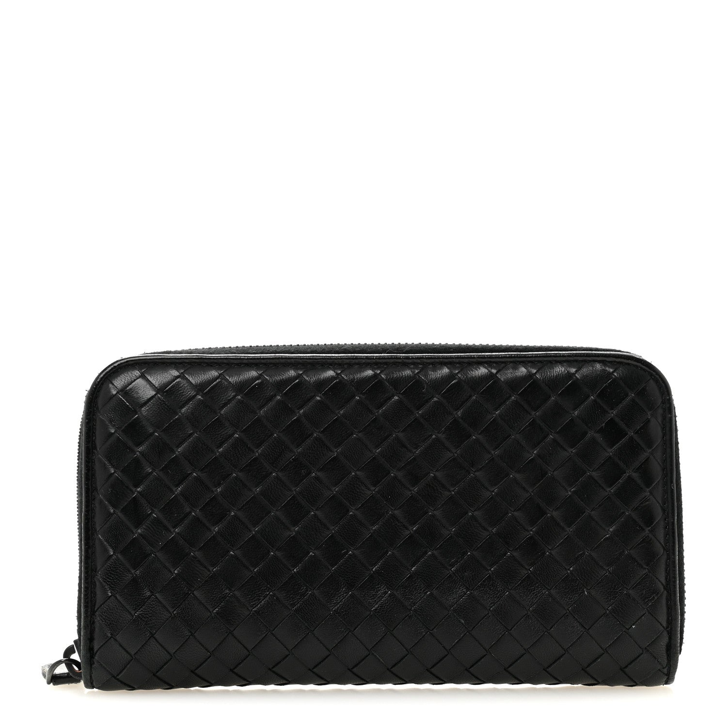 Nappa Intrecciato Zip Around Wallet Black