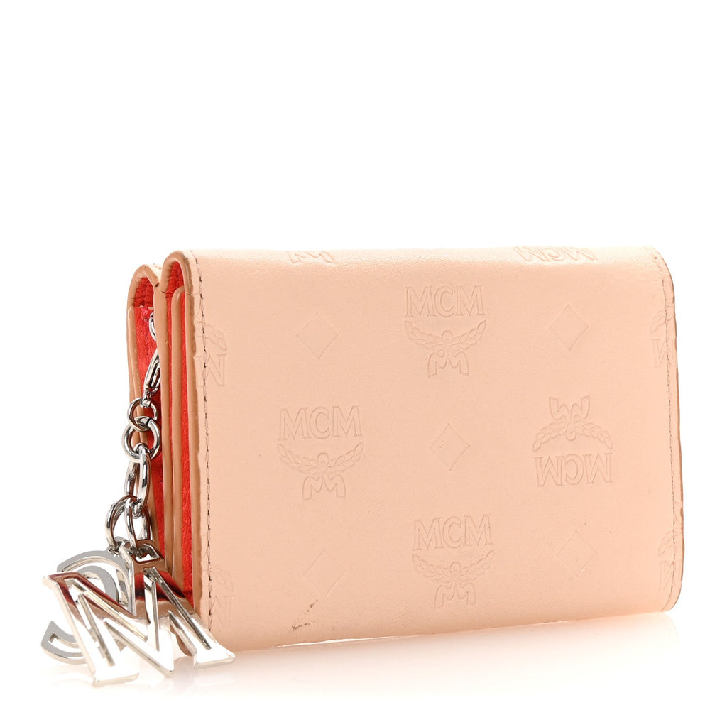 Calfskin Ottomar Monogram Tri-Fold Wallet Hot Coral