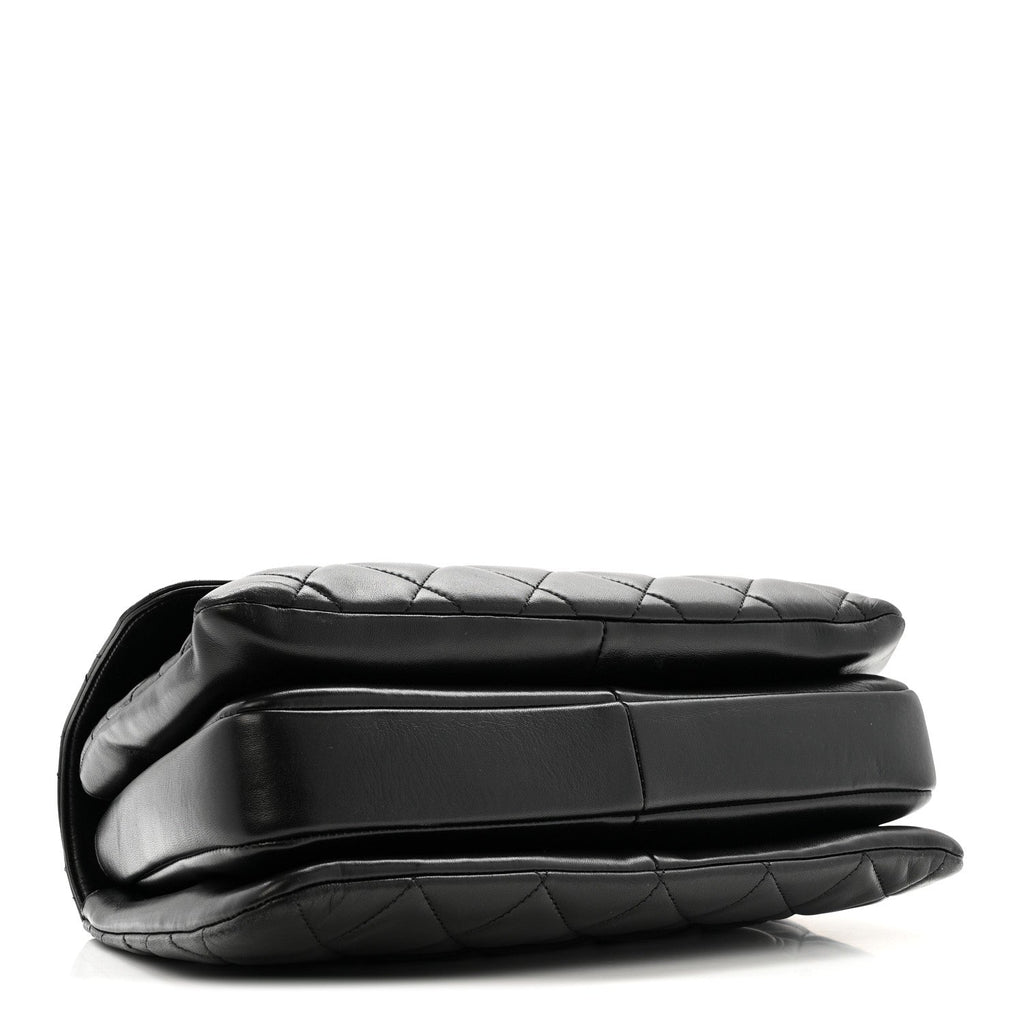 Lambskin Quilted Medium Trendy CC Flap Dual Handle Bag Black