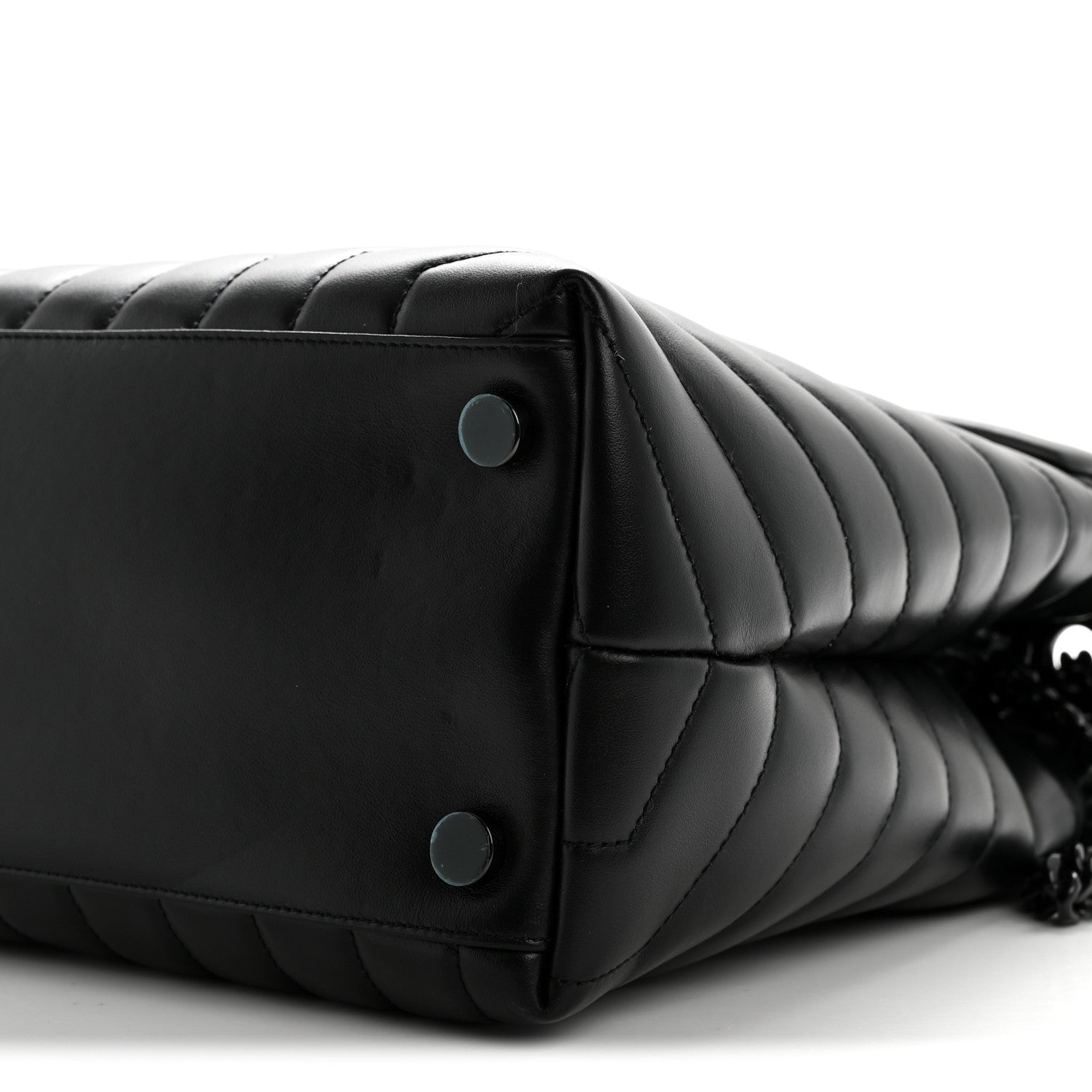 Calfskin Y Quilted Monogram Monochrome Large Loulou Chain Satchel Black
