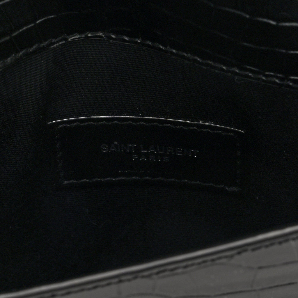 Calfskin Crocodile Embossed Uptown Monogram Pouch Black