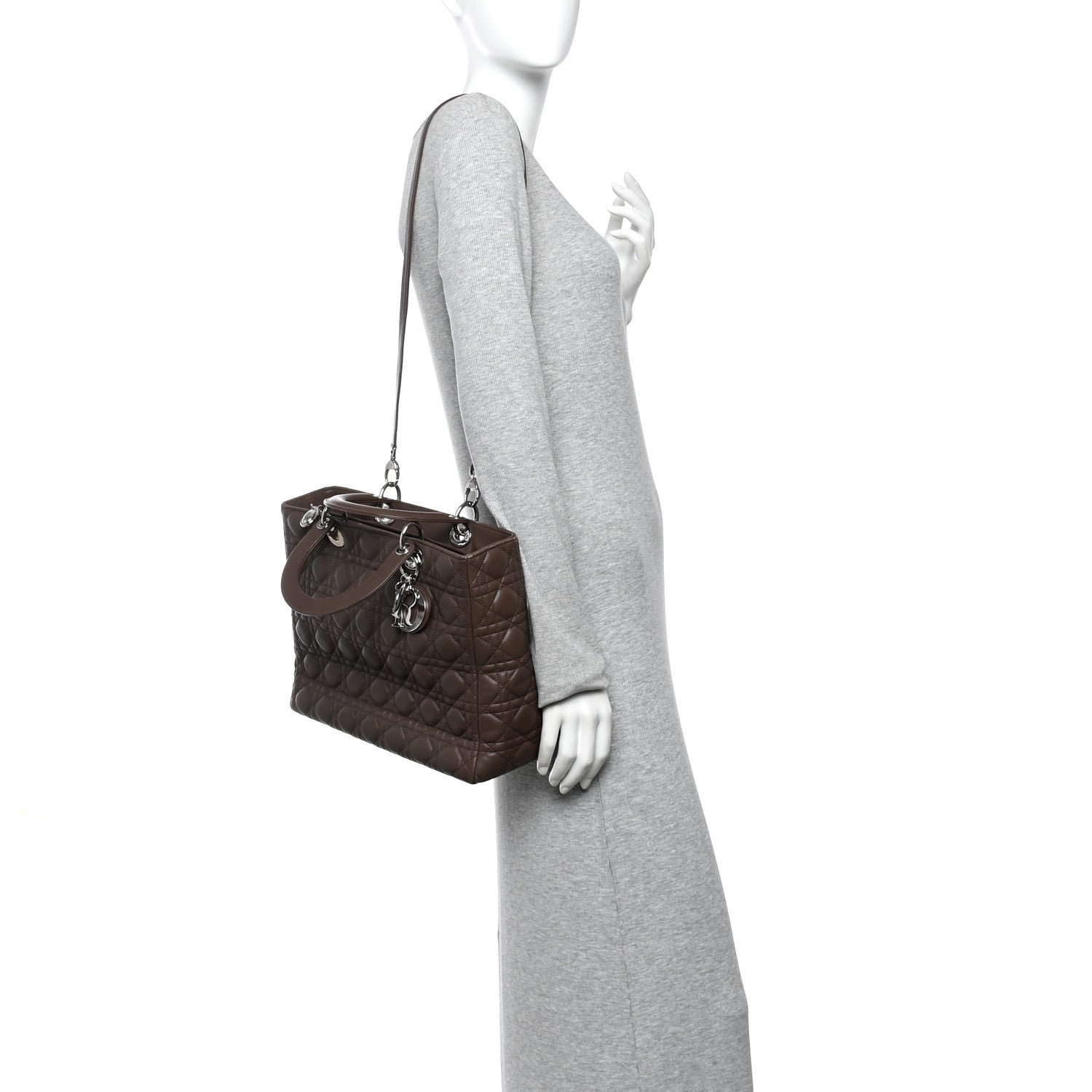 Lambskin Cannage Large Lady Dior Brown