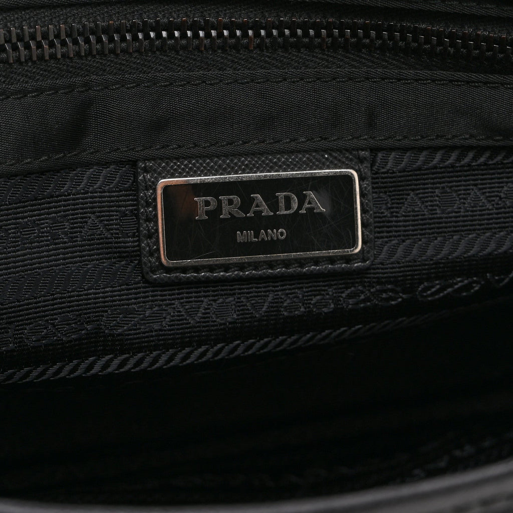 Tessuto Nylon Saffiano Logo Messenger Bag Black