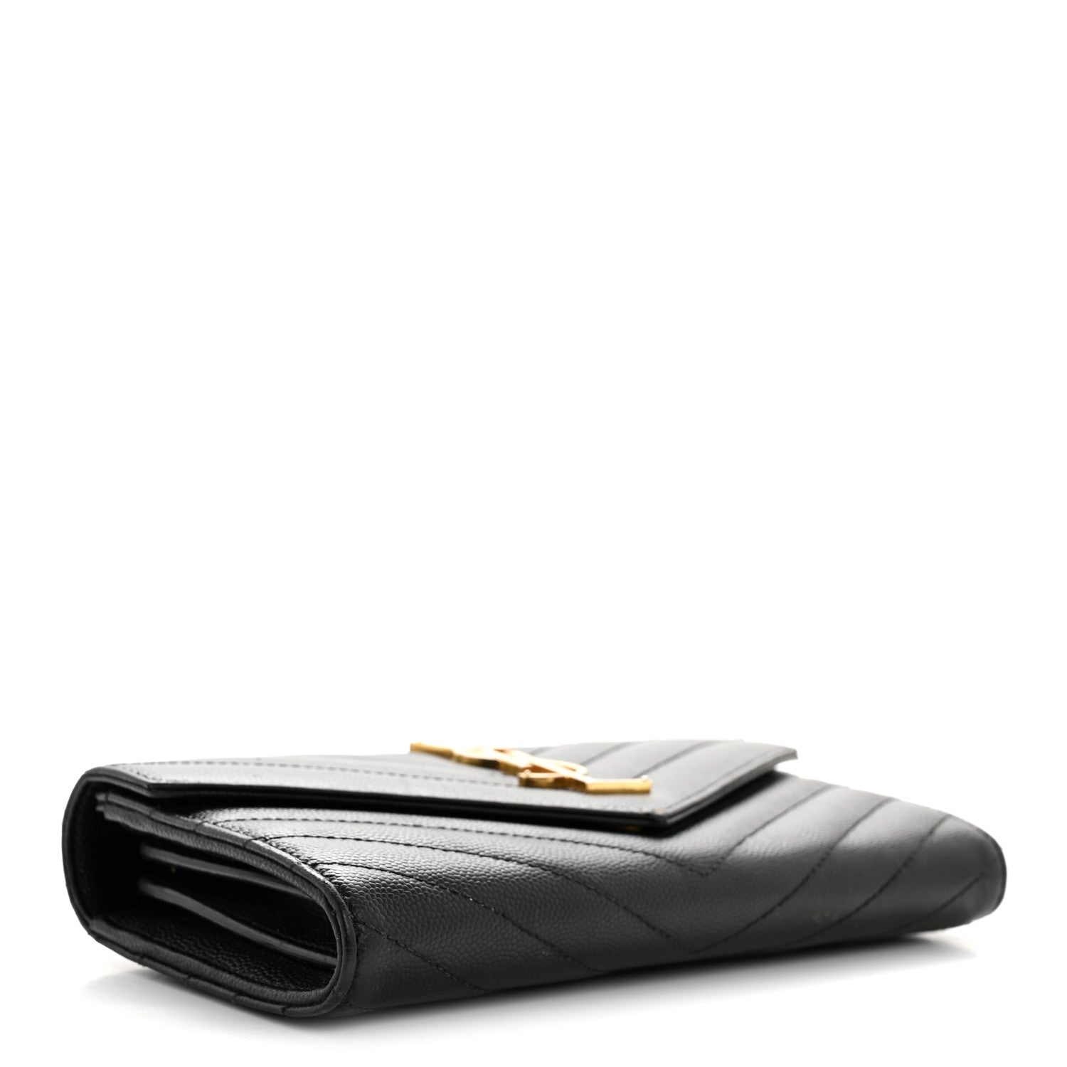 Grain De Poudre Matelasse Chevron Monogram Flap Wallet Black