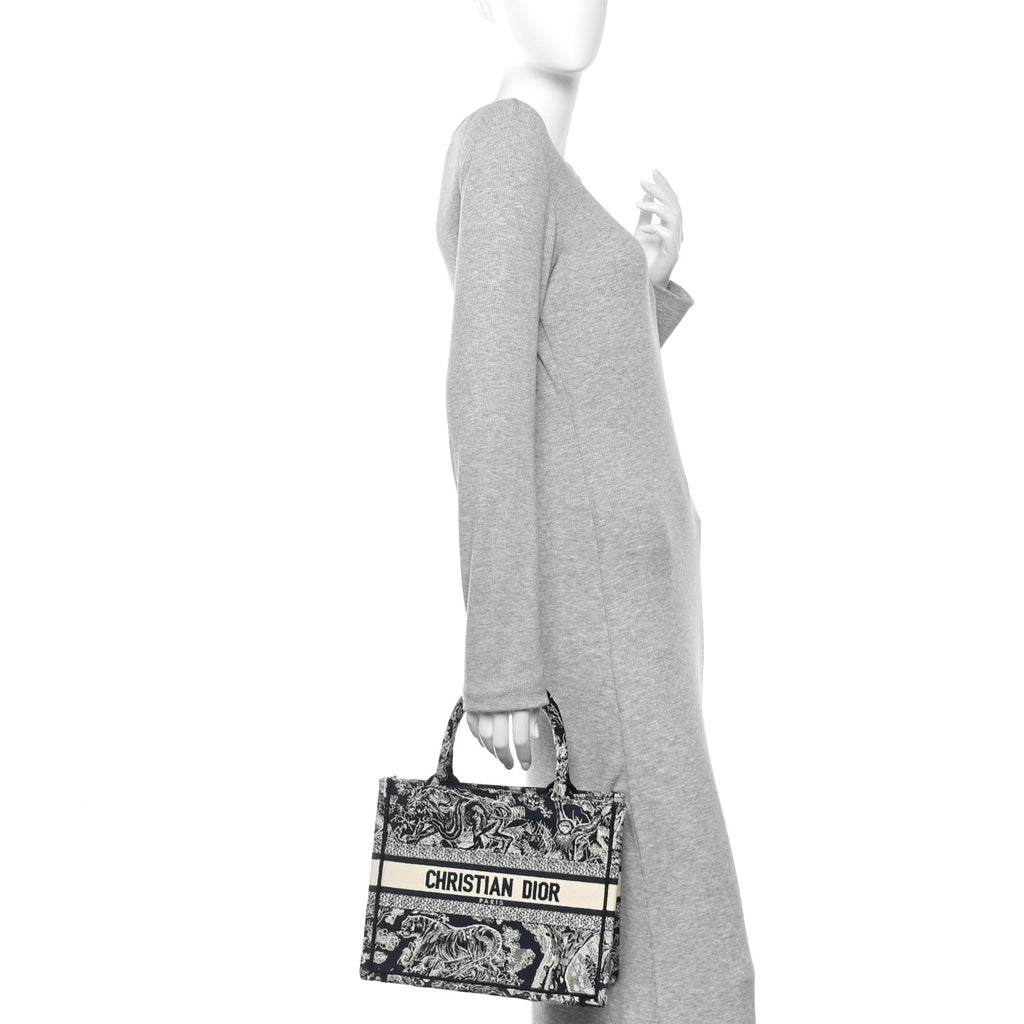 Canvas Embroidered Small Dioriviera Toile De Jouy Book Tote Blue