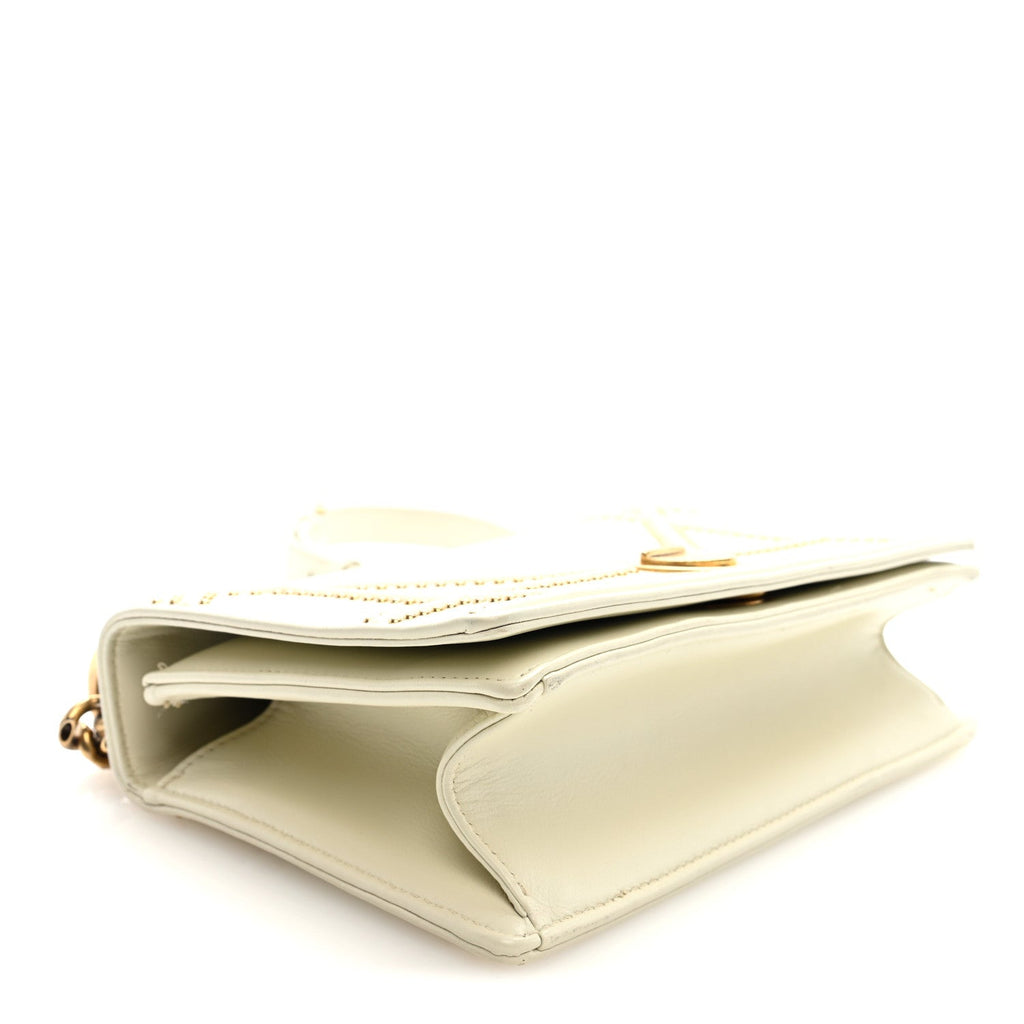 Lambskin Studded Small Diorama Flap Bag Latte