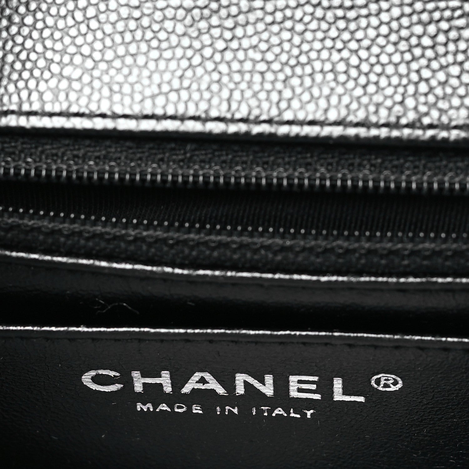 Caviar Chevron Quilted Mini Square Flap Black