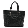 Coated Canvas Quilted Large Paris Biarritz Tote Black
