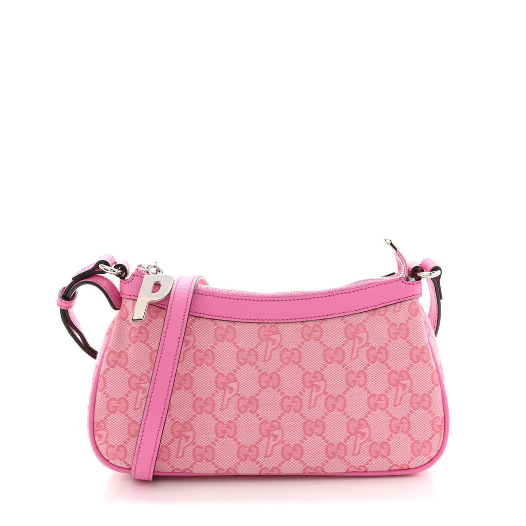 X PALACE GG Supreme Monogram Palace Textured Dollar Calfskin Shoulder Bag Pink Pale Rose Palace