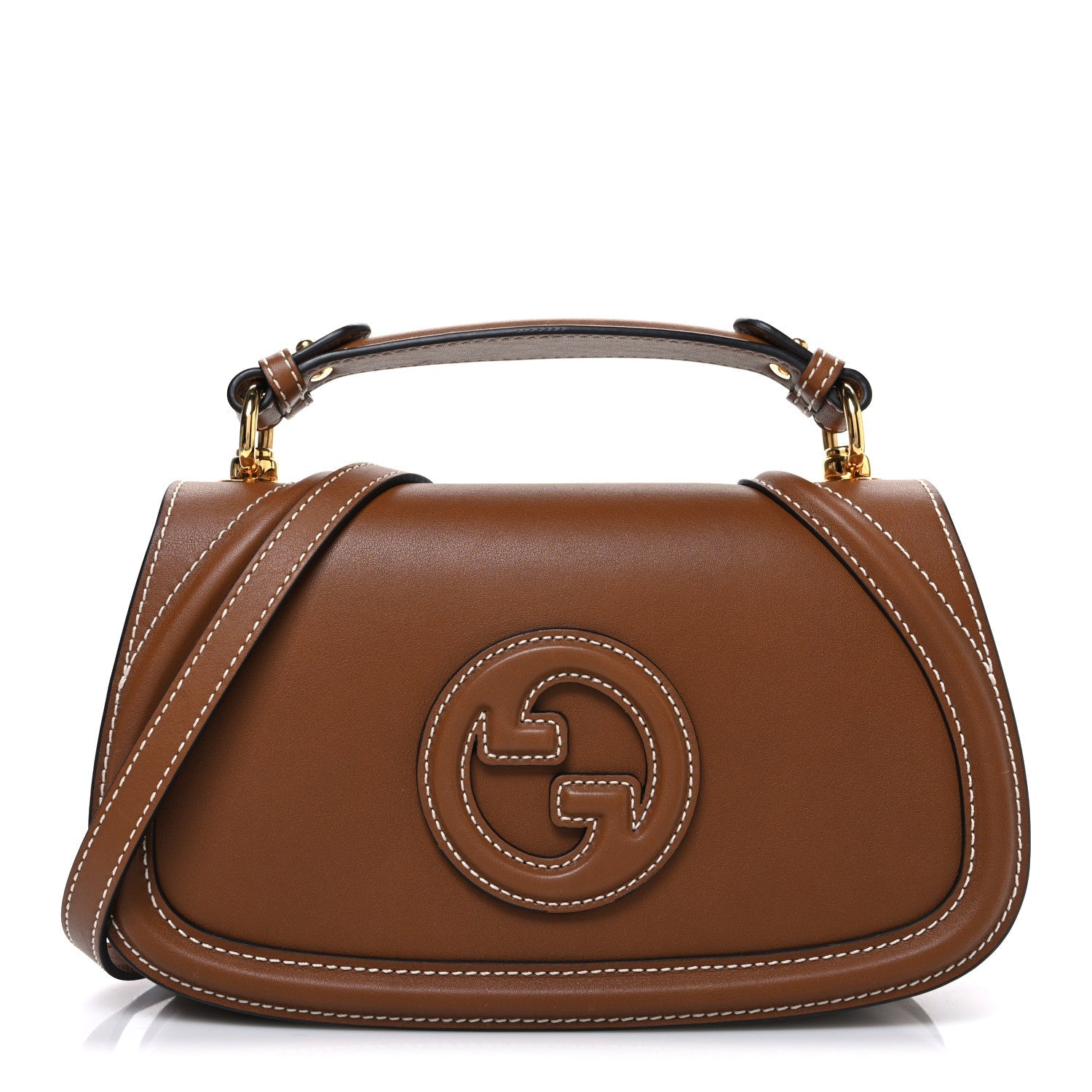 Roxy Calfskin Medium Blondie Top Handle Bag Brown