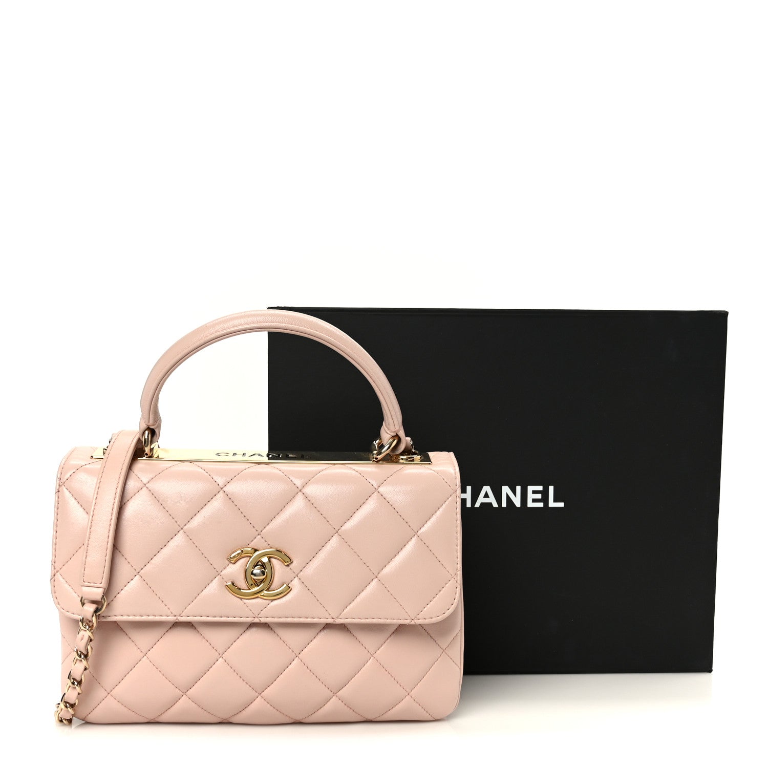Lambskin Quilted Small Trendy CC Flap Dual Handle Bag Light Pink