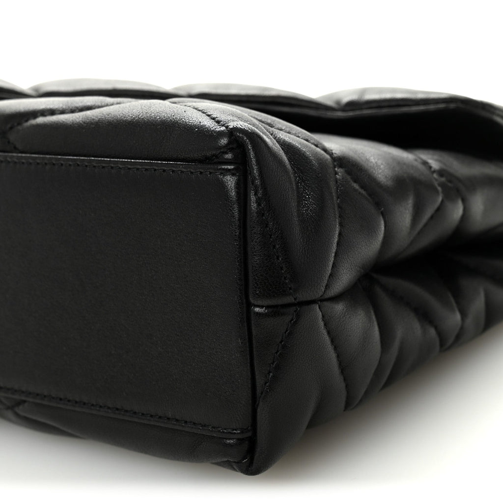 Lambskin Quilted Sade Puffer Envelope Clutch  Black