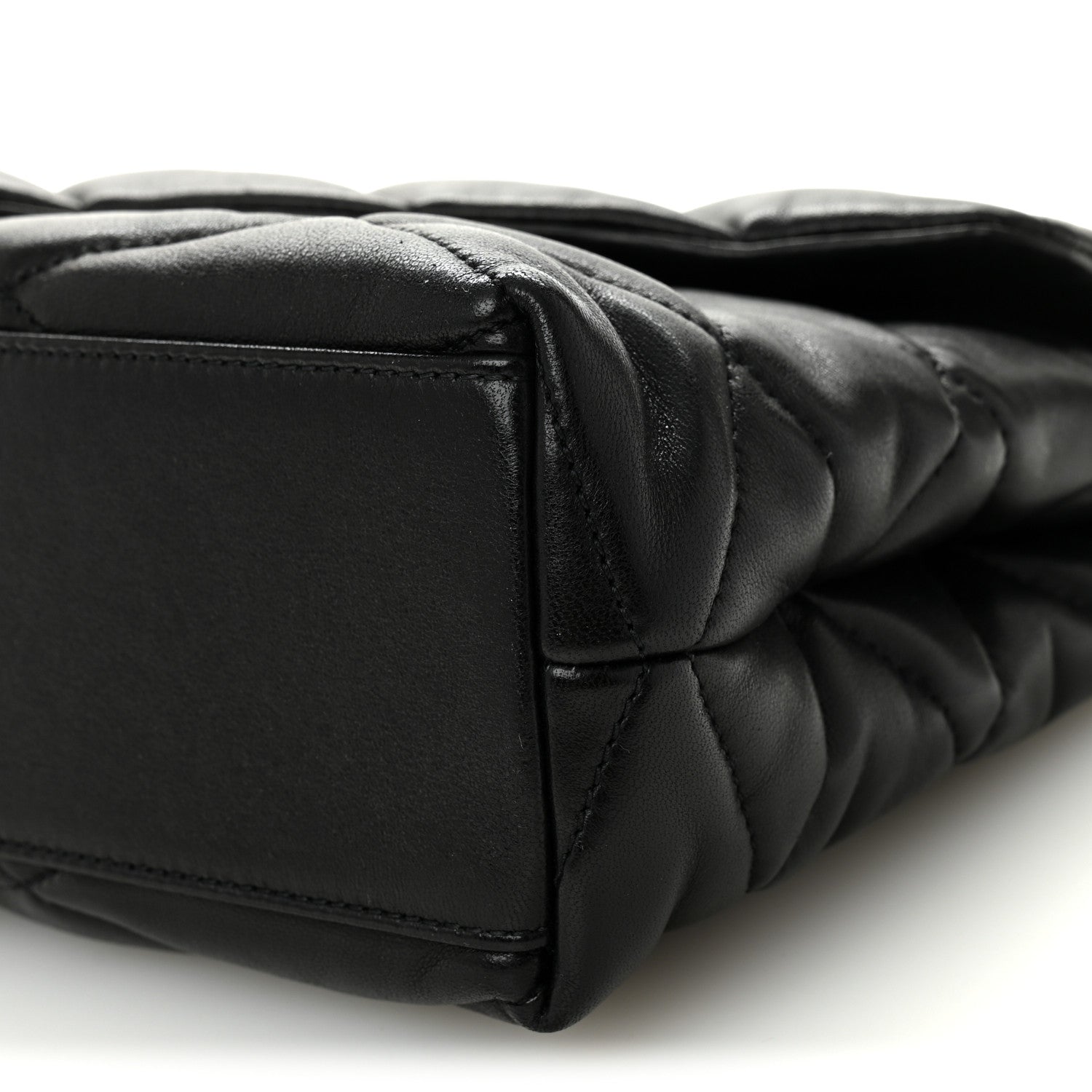 Lambskin Quilted Sade Puffer Envelope Clutch  Black