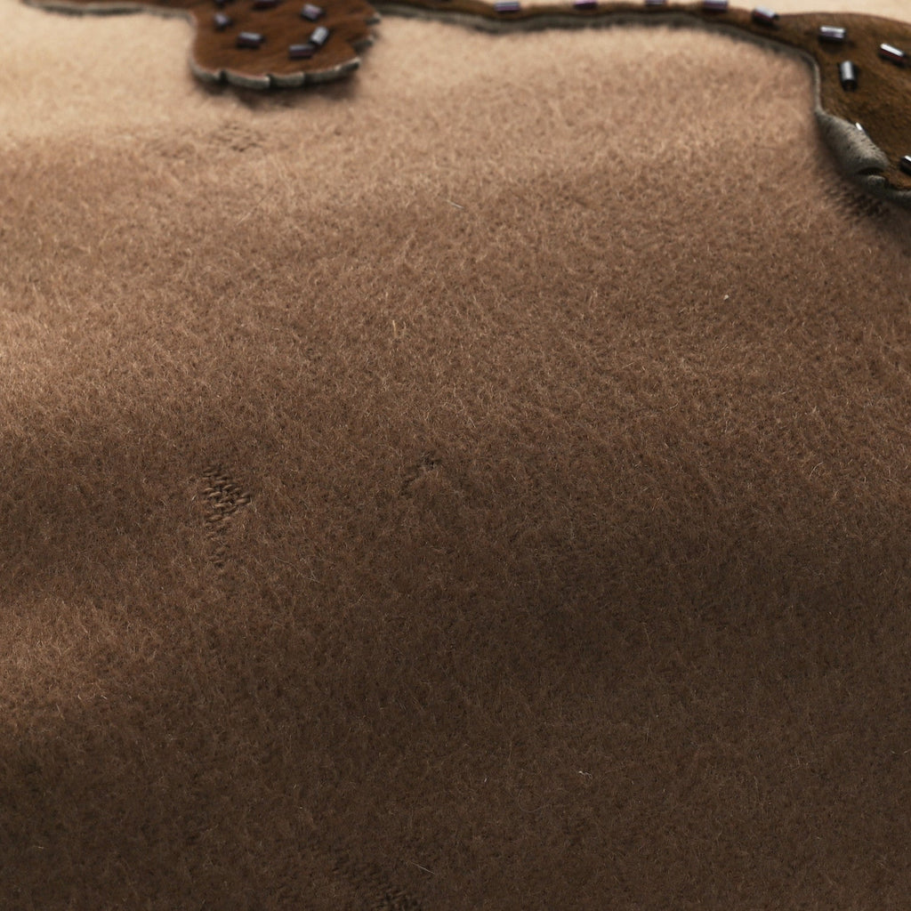 Wool Pony Hair Flower Applique Baguette Brown