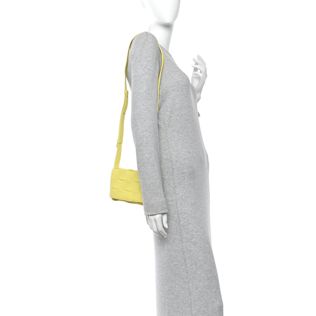 Lambskin Maxi Intrecciato Small Cassette Crossbody Bag Lemonade