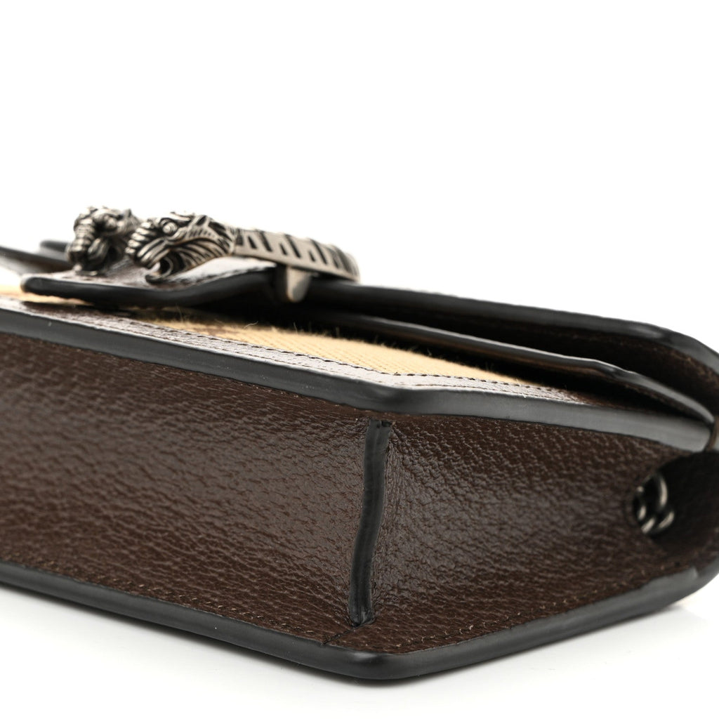 Monogram Jumbo GG Textured Dollar Calfskin Super Mini Dionysus Shoulder Bag Camel Ebony New Acero