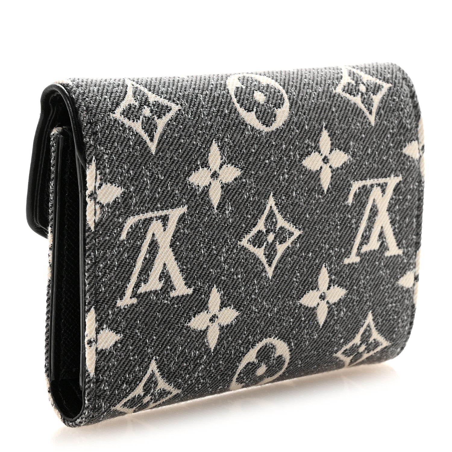 Denim Monogram Jacquard Victorine Wallet Grey