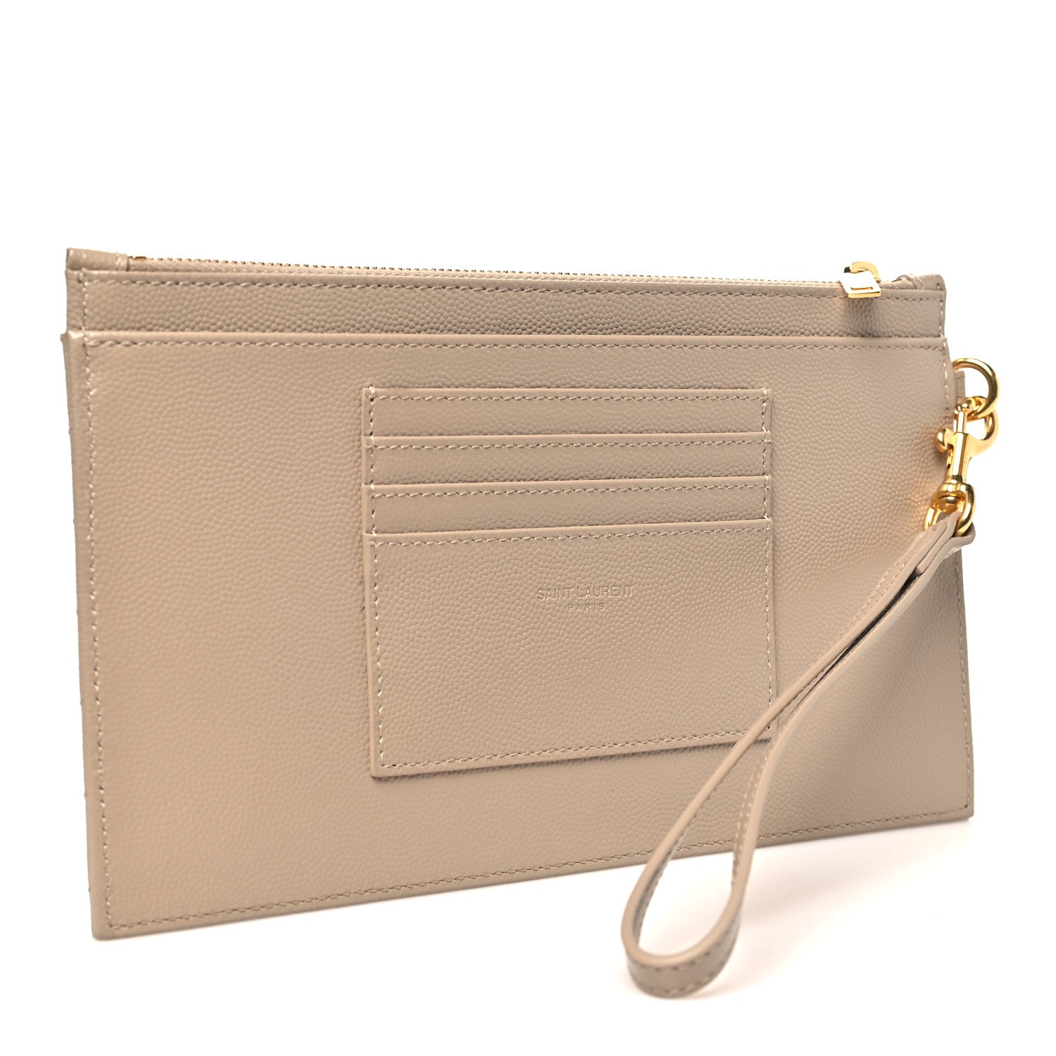 Grain De Poudre Chevron Monogram Large Bill Pouch Dark Beige