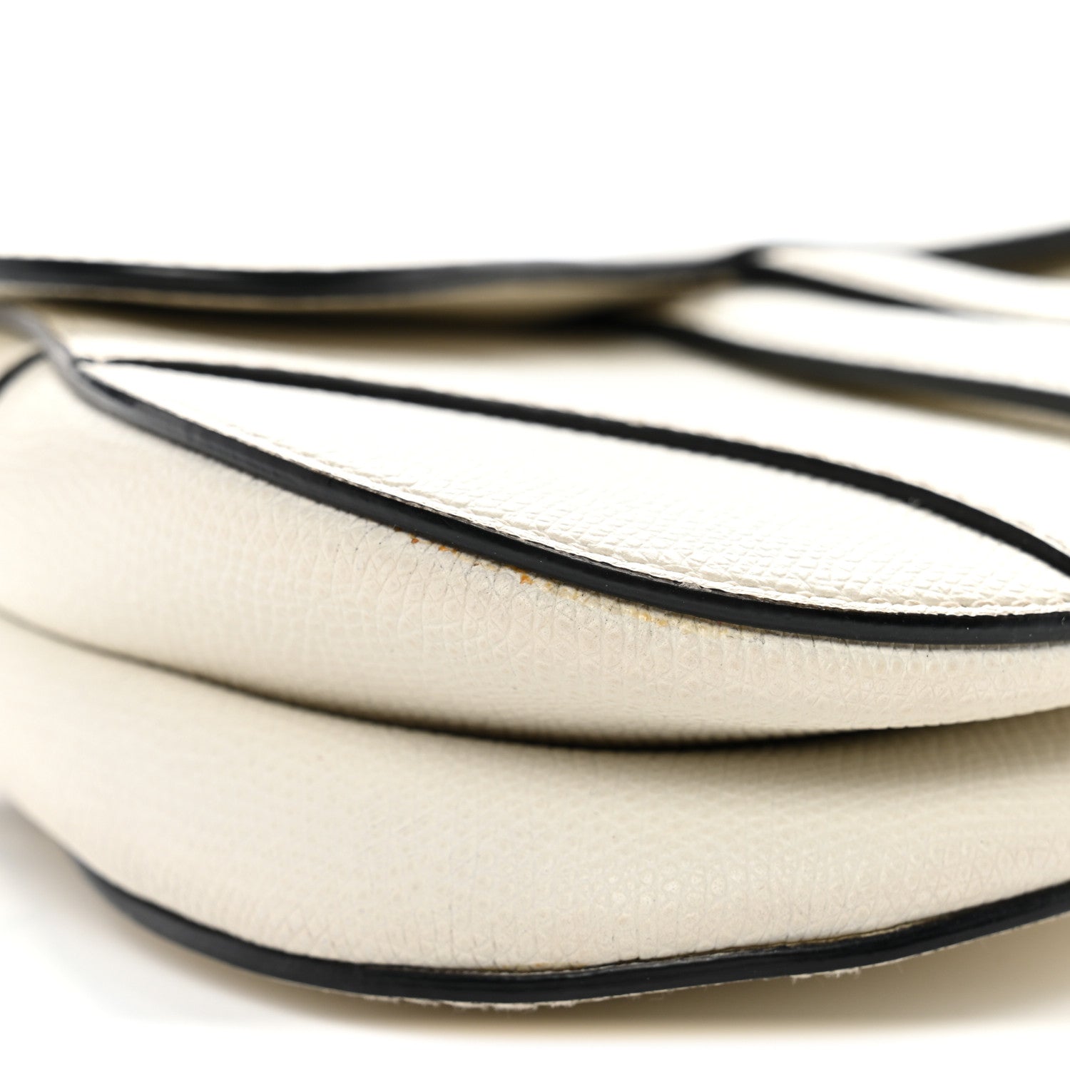 Grained Calfskin Mini Saddle Bag White