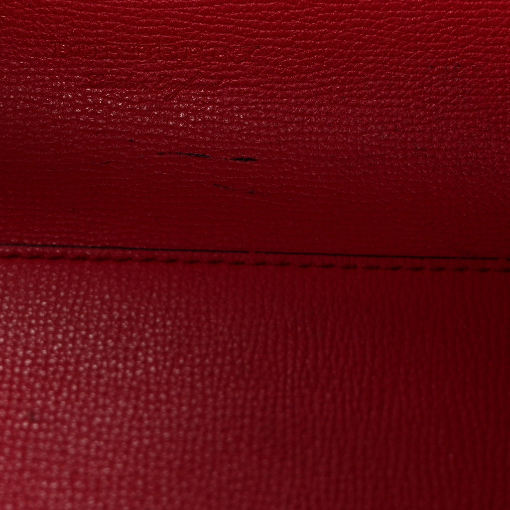 Grainy Calfskin Haymarket Check Medium Reversible Tote Red