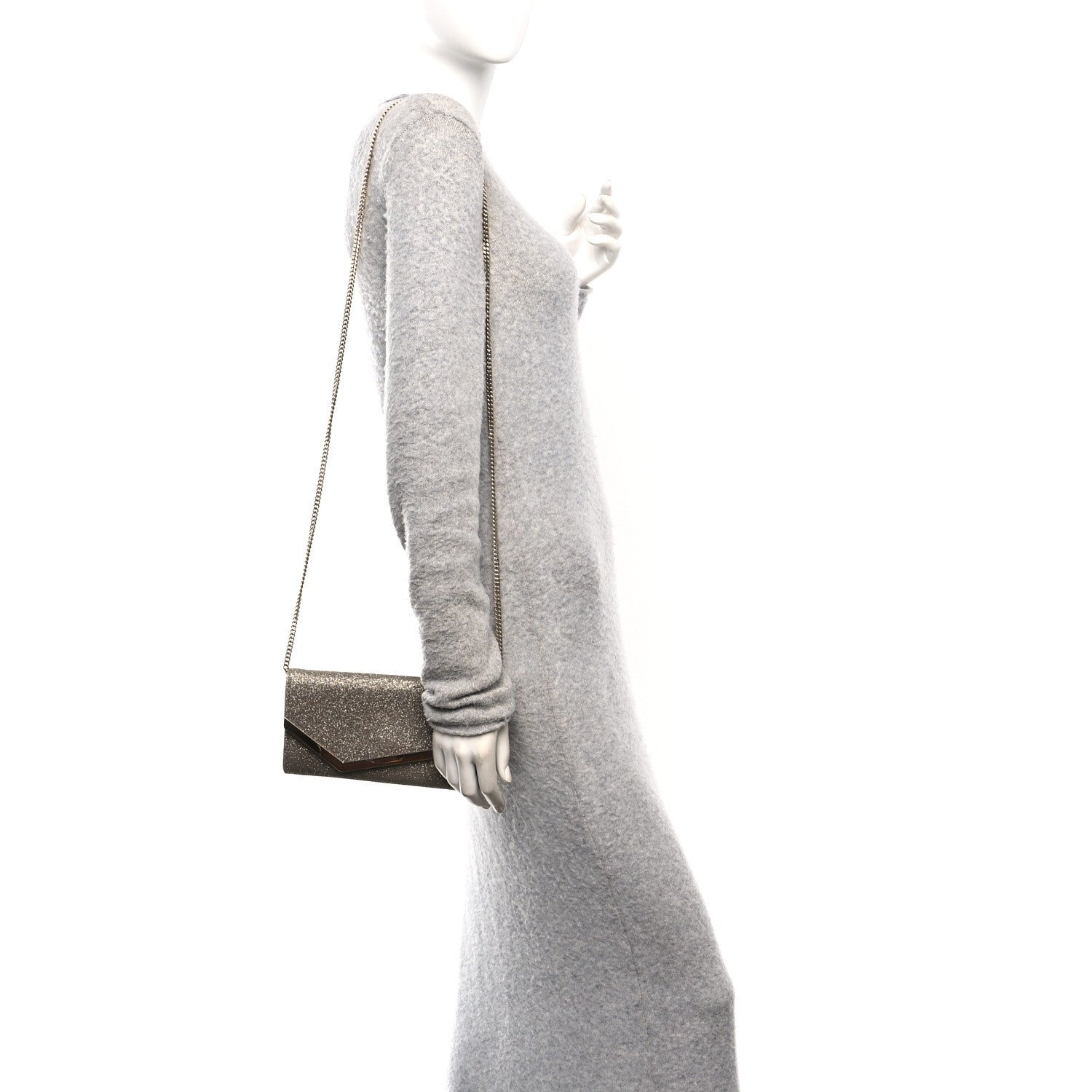 Dusty Glitter Emmie Clutch Platinum Ice