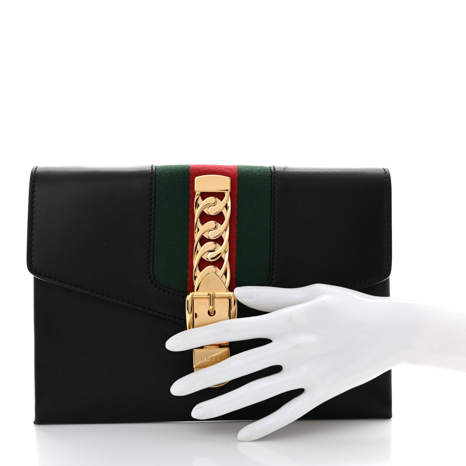 Calfskin Small Sylvie Wristlet Clutch Black
