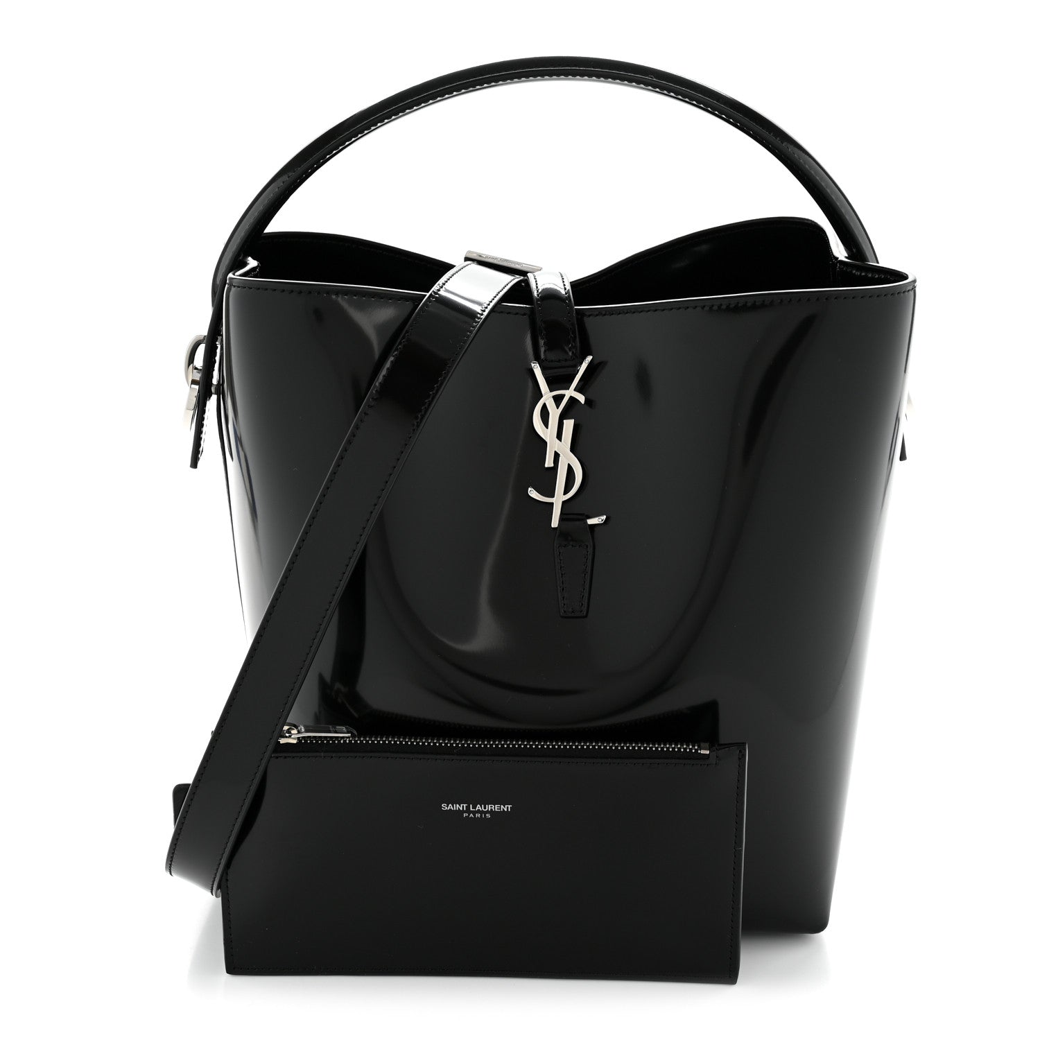 Patent Calfskin Le 37 Bucket Bag Black